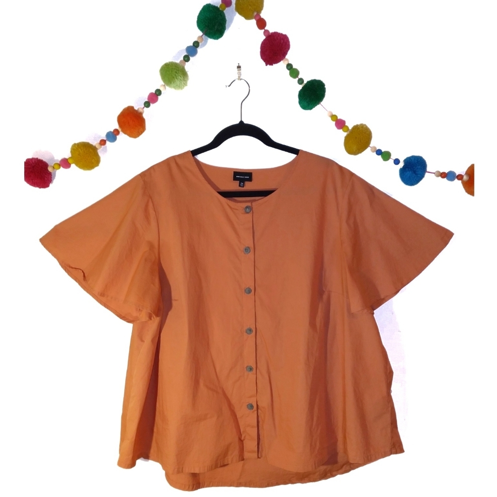 Who What Wear Plus Orange Button-up Blouse 2x